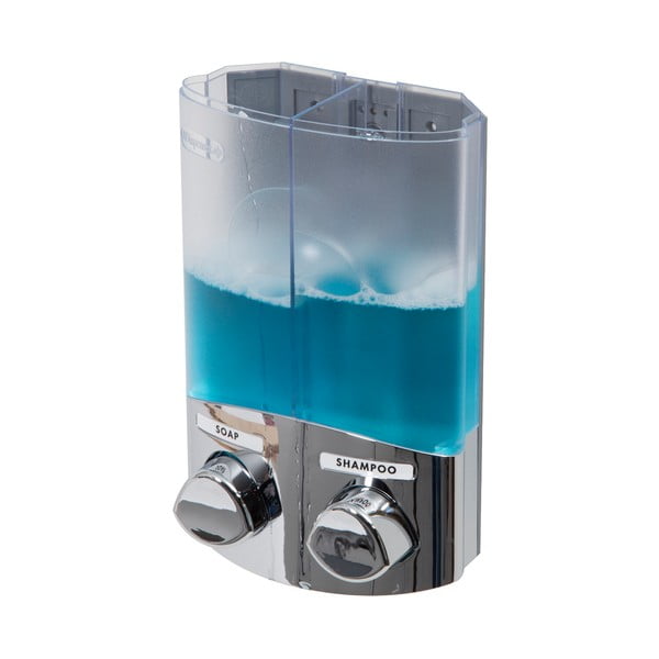 Srebrny podwójny dozownik mydła Compactor Uno, objętość 2x310 ml