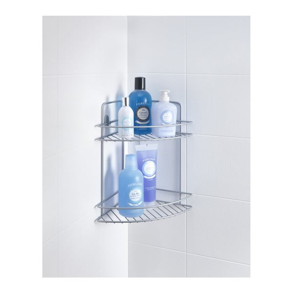 2-piętrowa ścienna narożna półka łazienkowa Metaltex Refl-image-1