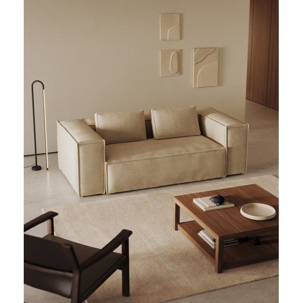 Beżowa sztruksowa sofa 210 cm Blok – Kave Home-image-1