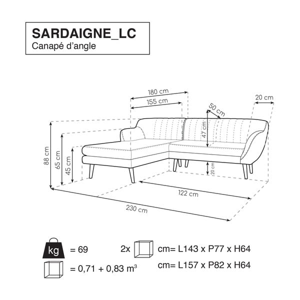 Jasnoróżowa sofa z szezlongiem po lewej stronie Mazzini Sofas Sardaigne-image-4