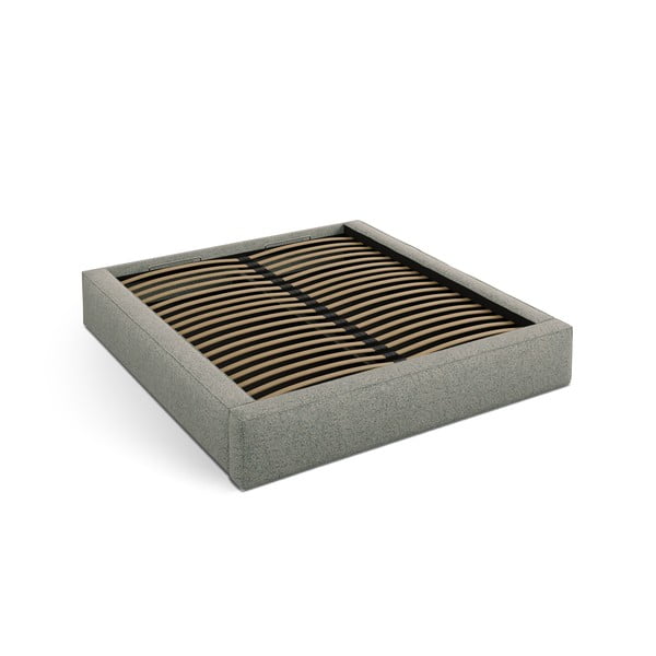 Zielone tapicerowane łóżko dwuosobowe ze schowkiem i stelażem 160x200 cm Simon – Micadoni 