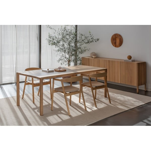 Krzesło z litego drewna dębowego z szarym siedziskiem Gazzda Muna-image-3