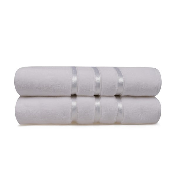 Zestaw 2 białych bawełniany ręczników kąpielowych Foutastic Dolce, 70x140 cm