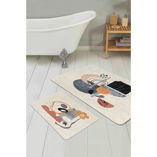 Beżowe aksamitne dywaniki łazienkowe zestaw 2 szt. 60x100 cm – Mila Home-image-1