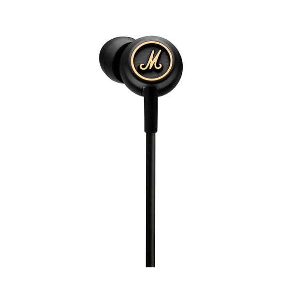 Czarne słuchawki douszne Marshall Mode EQ Black and Brass