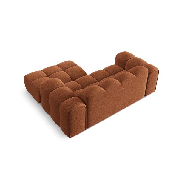 Narożnik z tkaniny szenilowej (prawostronny/z szezlongiem) w kolorze terakoty Treno – Cosmopolitan Design-image-3