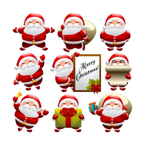 Zestaw 9 naklejek świątecznych Ambiance Funny Santa Claus-image-1