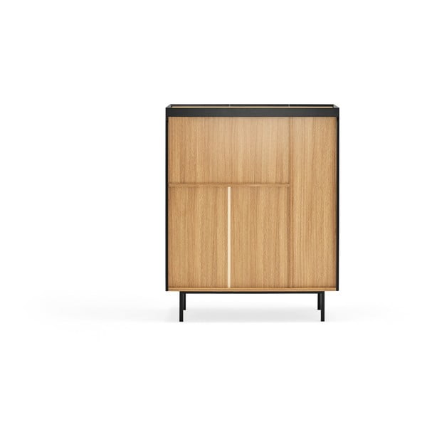 Czarna wysoka komoda w dekorze dębu 95x120 cm Arista – Teulat-image-4