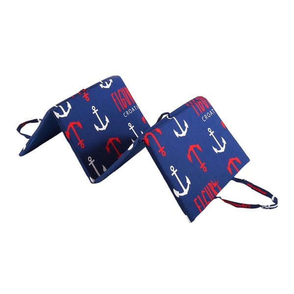 Czerwono-niebieska ogrodowa poduszka do siedzenia na leżak 49x137 cm   Anchors – B.E.S.