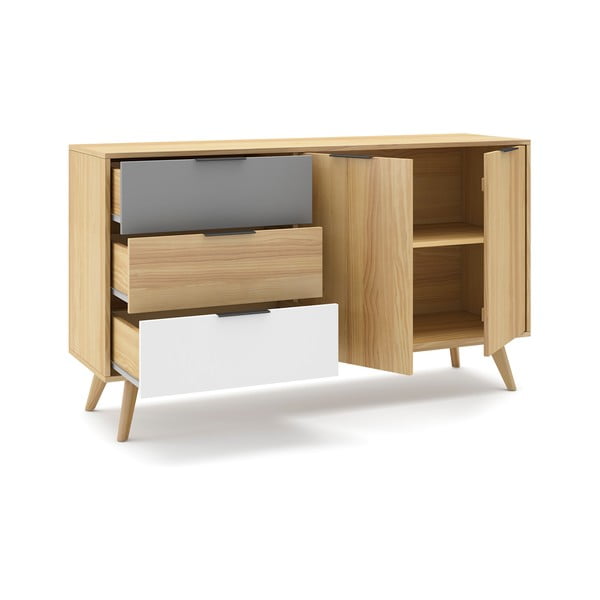 Niska komoda z drewna sosnowego 140x81 cm Elfa – Marckeric-image-4