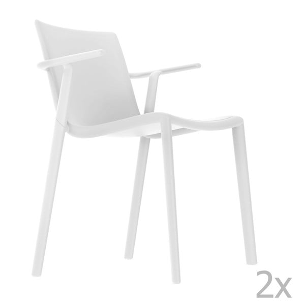 Zestaw 2 białych krzeseł ogrodowych z podłokietnikami Resol Kat
