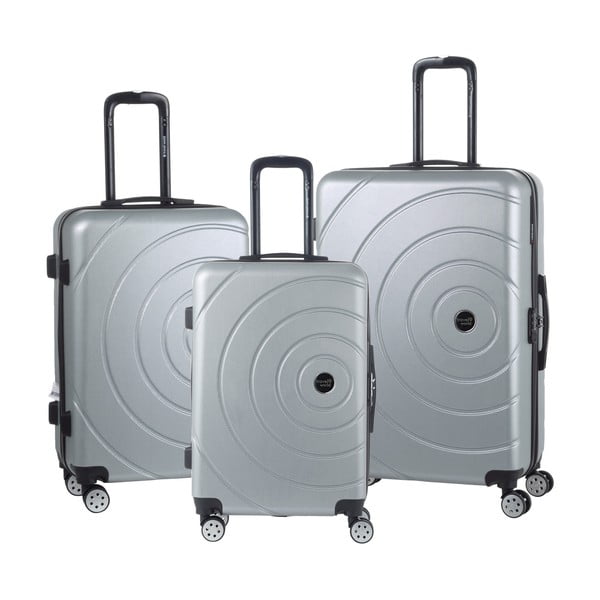 Komplet 3 jasnoszarych walizek podróżnych na kółkach Travel World