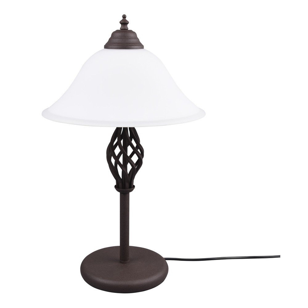 Ciemnobrązowa lampa stołowa ze szklanym kloszem (wysokość 50 cm) Rustica – Trio