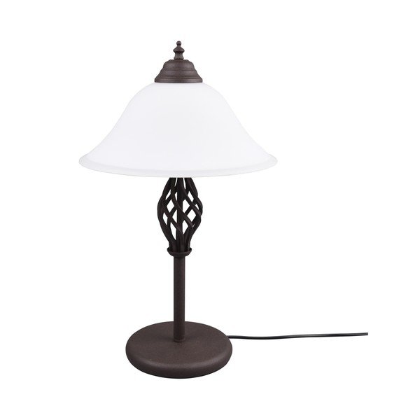 Ciemnobrązowa lampa stołowa ze szklanym kloszem (wysokość 50 cm) Rustica – Trio