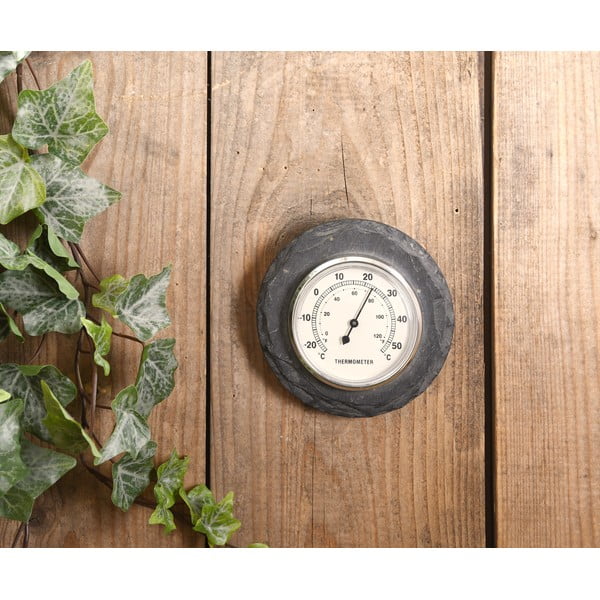 Wiszący zewnętrzny termometr z łupku Esschert Design, Ø 10 cm-image-1