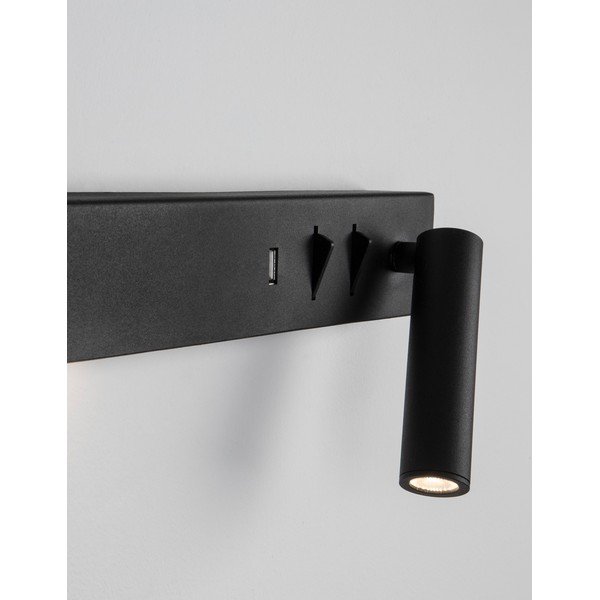 Metalowy kinkiet LED z elastyczną konstrukcją/z portem USB w kolorze matowej czerni Vida – Nova Luce-image-1
