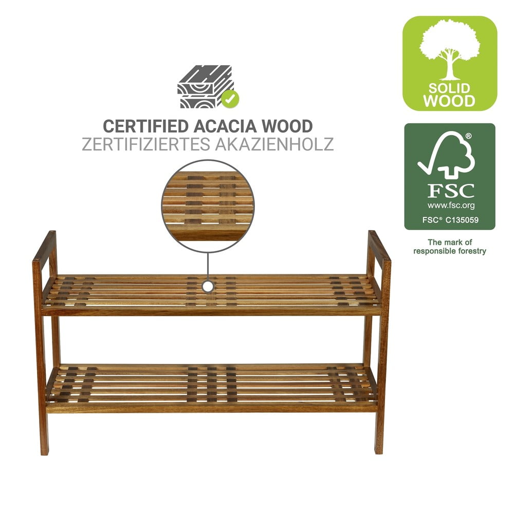 Regał na buty z litego drewna akacjowego w naturalnym kolorze 69x40,5x27 cm Fondi – Wenko (zdjęcie 7)