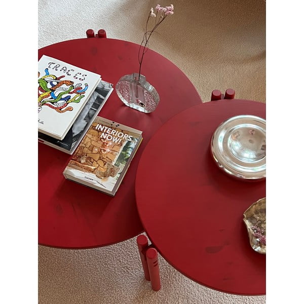 Czerwony okrągły stolik z litego drewna sosnowego ø 60 cm Sticks – Karup Design-image-4