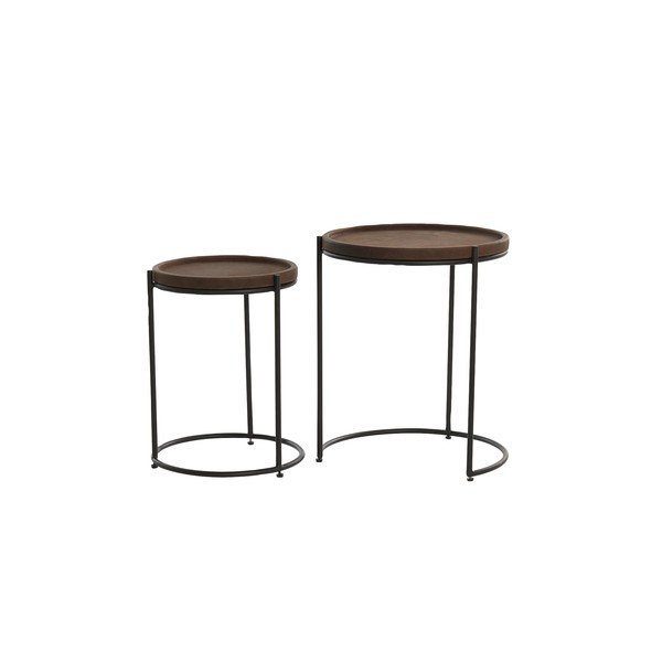 Okrągłe skórzane stoliki zestaw 2 szt. ø 53 cm Jairo – Light & Living-image-4