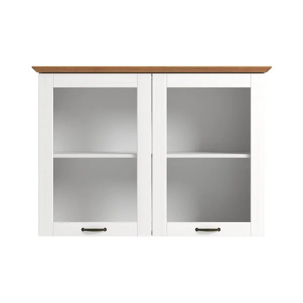 Biała/w bursztynowym kolorze witryna z litego drewna sosnowego wisząca 105x80x35 cm Teramo – Støraa