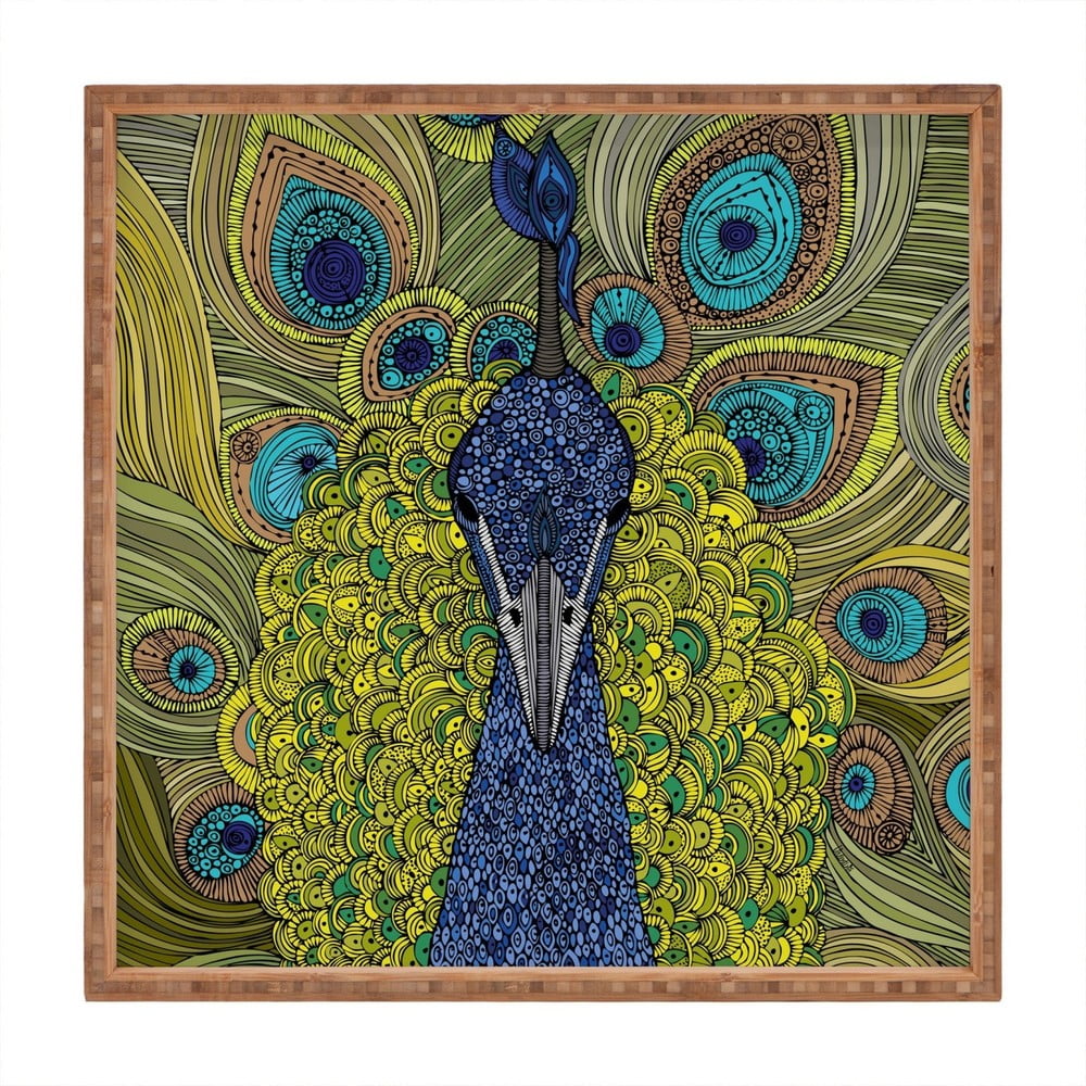 Drewniana taca dekoracyjna Peacock, 40x40 cm