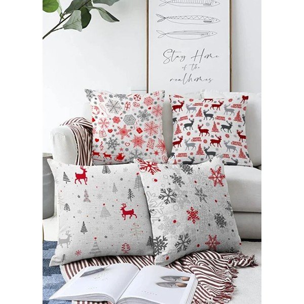 Poszewki na poduszki zestaw 4 szt. ze świątecznym motywem 43x43 cm Merry Christmas – Mila Home-image-2