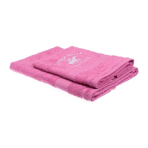 Zestaw 2 różowych ręczników Beverly Hills Polo Club Tommy Orj