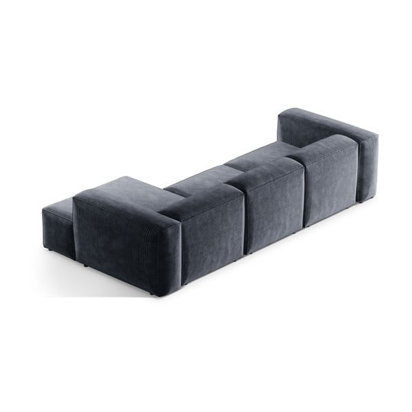 Szaroniebieski sztruksowy narożnik (prawostronny/z szezlongiem) Bergamo – Cosmopolitan Design-image-4