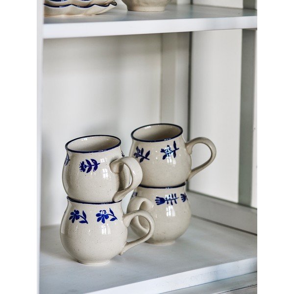 Niebieskie/kremowe kamionkowe filiżanki zestaw 4 szt. Eimy – Bloomingville-image-1