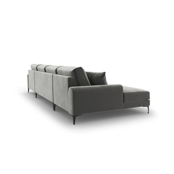 Jasnoszara aksamitna sofa w kształcie "U" Mazzini Sofas Madara-image-3