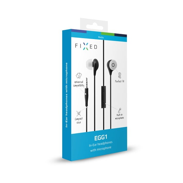 Słuchawki dokanałowe z mikrofonem FIXED EGG1, czarne-image-1