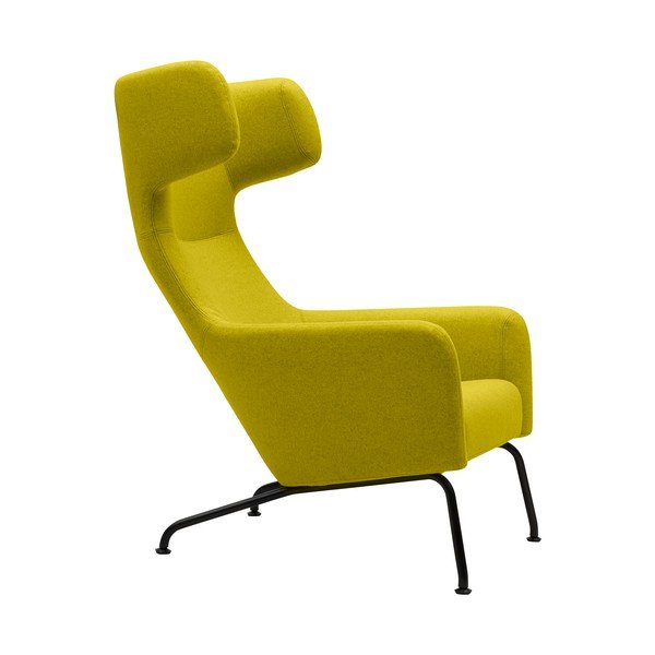 Żółty fotel uszak z czarnymi nogami Softline Havana-image-2