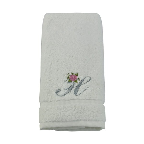 Ręcznik z inicjałem i różyczką H, 30x50 cm