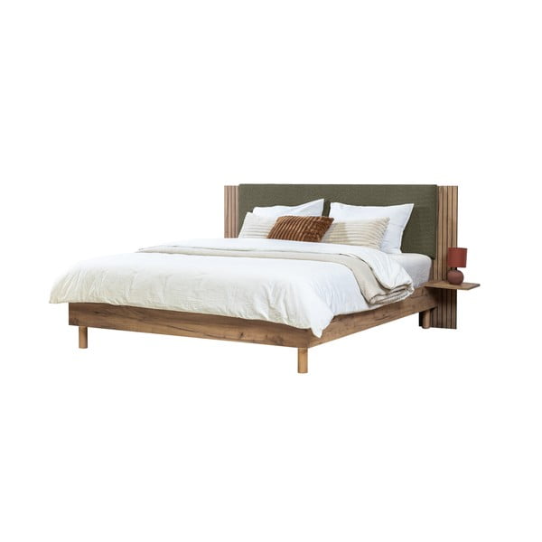 Zielone łóżko dwuosobowe ze stelażem 140x190 cm Lior – Bobochic Paris