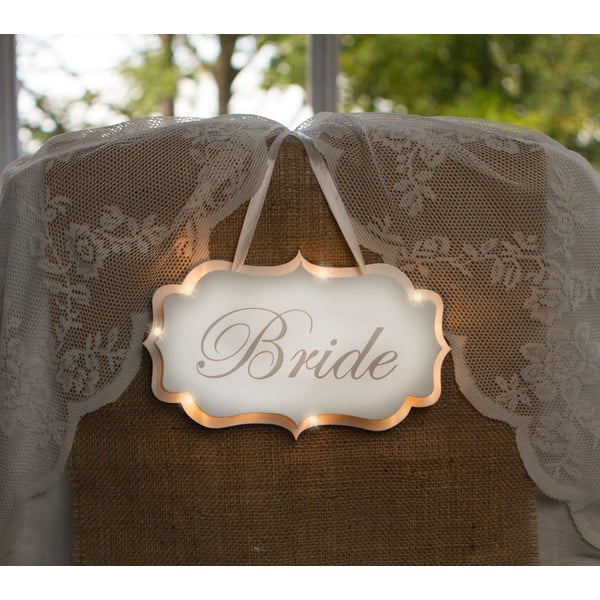 Dekoracja ślubna z lampką LED Bride