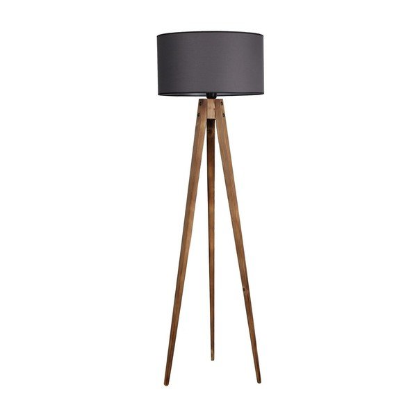 Czarna/brązowa lampa stojąca z tekstylnym kloszem (wysokość 153 cm) Tripod – Opviq lights