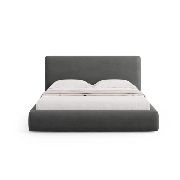 Szare tapicerowane łóżko dwuosobowe ze schowkiem i stelażem 160x200 cm Colonel – Cosmopolitan Design-image-3
