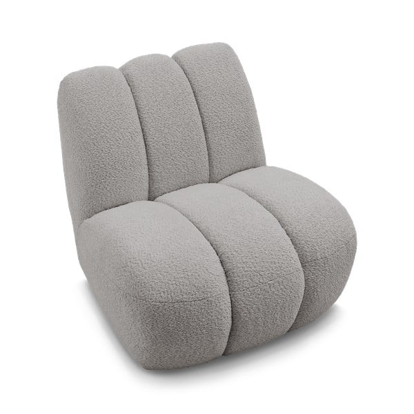 Jasnoszary fotel z materiału bouclé Janissaire – Bobochic Paris-image-4