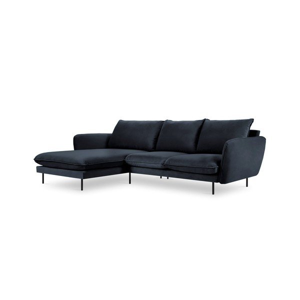 Ciemnoniebieska narożna aksamitna sofa lewostronna Cosmopolitan Design Vienna-image-3