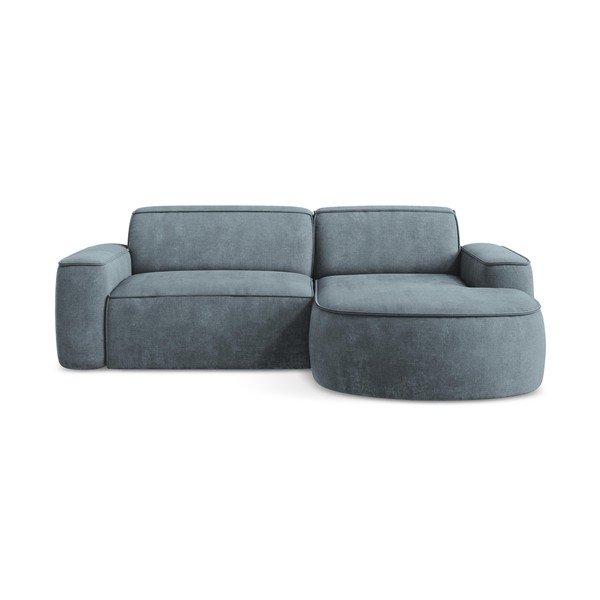 Szaroniebieski narożnik z tkaniny szenilowej (prawostronny/z szezlongiem) Omao – Makamii