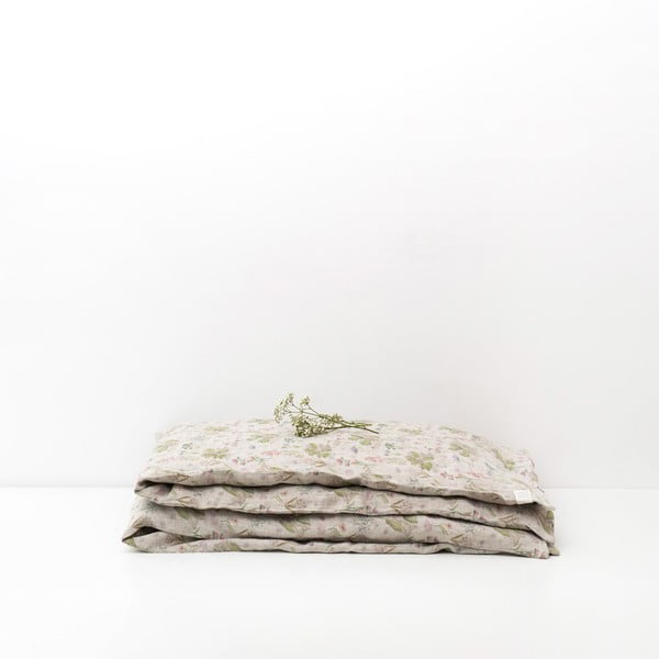 Dziecięce beżowa lniana pościel Linen Tales Botany, 140x200 cm-image-3