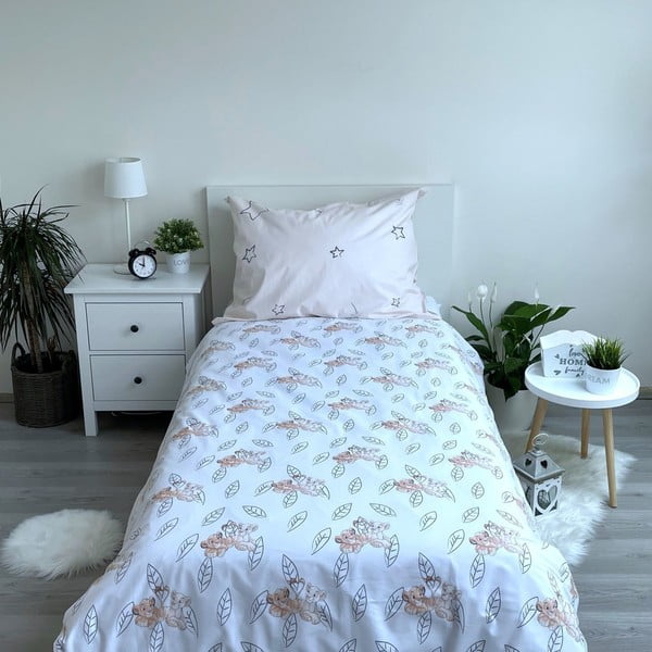 Jasnożółta bawełniana fluorescencyjna pościel dziecięca jednoosobowa 140x200 cm Lion King "Best friends" – Jerry Fabrics-image-2