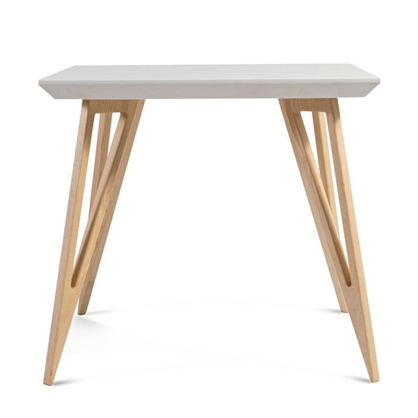 Stół z litego drewna jesionowego z białym blatem Charlie Pommier Triangle, 80x80 cm