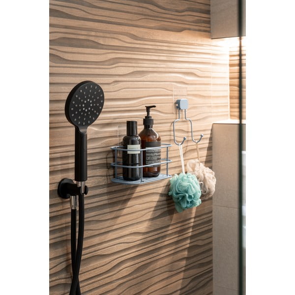 Jasnoniebieska samoprzylepna metalowa półka łazienkowa Grena – Compactor-image-4