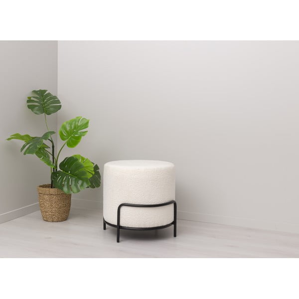 Biały taboret z materiału bouclé Bouclé Carl – Tenzo-image-1