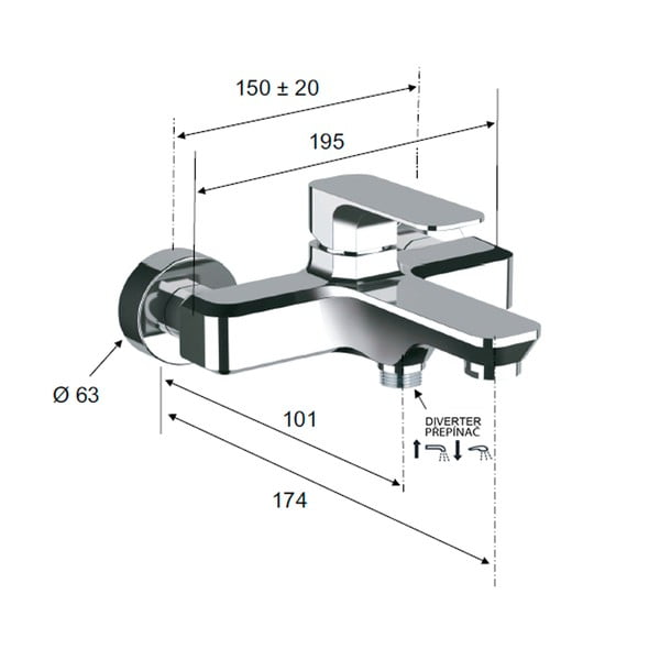 Bateria wannowa ścienna w kolorze złota (2 otwory) Spy – Sapho-image-4