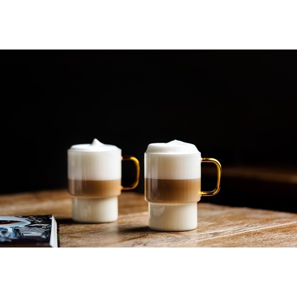 Żółte szklane kubki zestaw 2 szt. do cappuccino 350 ml Livio – Vialli Design-image-3