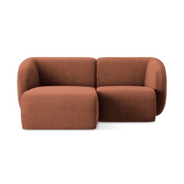 Narożnik z tkaniny szenilowej (lewostronny/z szezlongiem) w kolorze terakoty Lani – Makamii