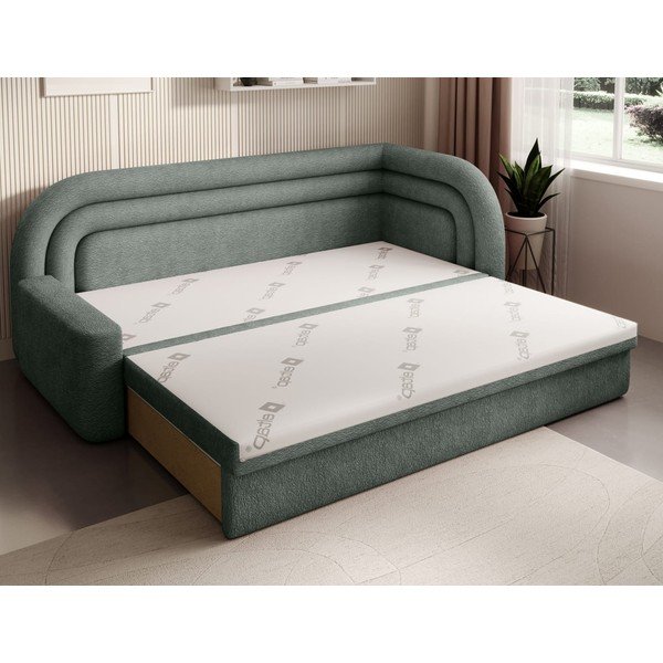 Zielona rozkładana/ze schowkiem sofa z tkaniny szenilowej prawostronna 223 cm Fabillo – ELTAP-image-3