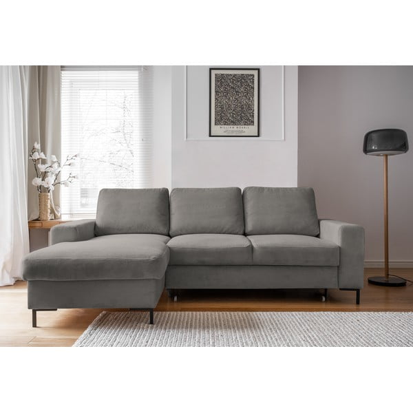 Szary sztruksowy rozkładany narożnik (lewostronny) Lofty Lilly – Miuform-image-1